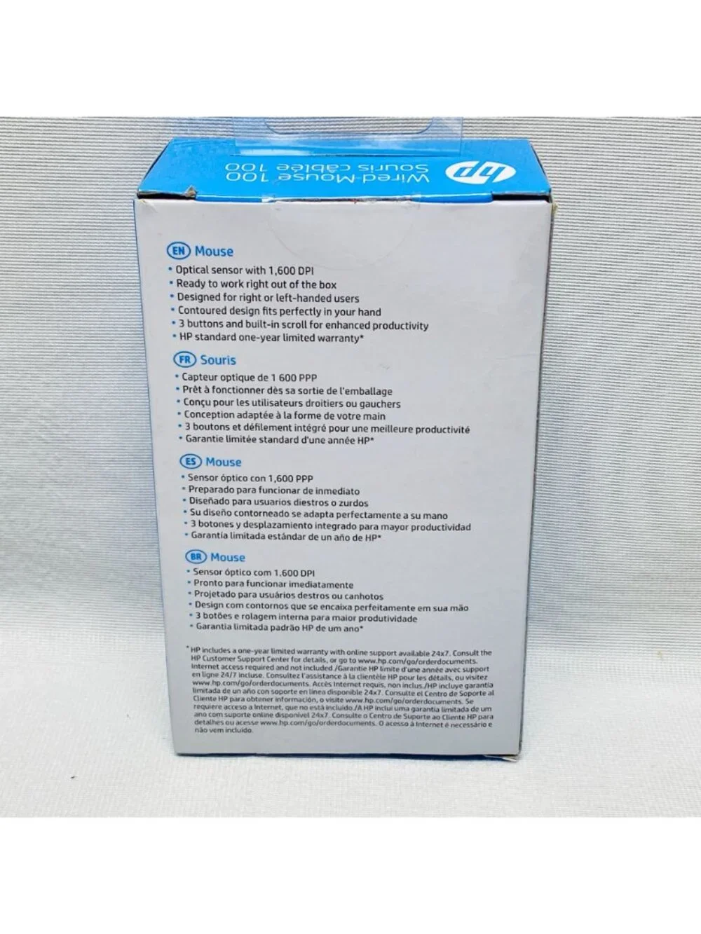 HP Wired Mouse 100 USB Optical Design 1600 DPI Ambidextrous Black